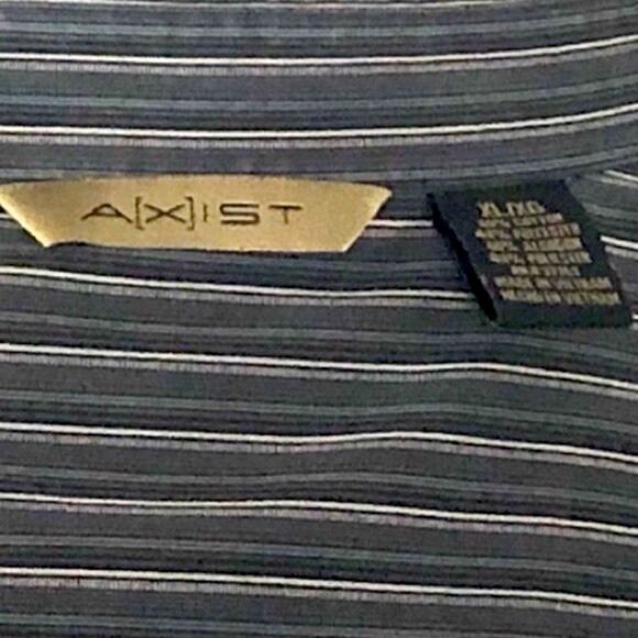 AXIST Mens Black White Striped Button Shirt Slimming Flattering Fit - Picture 6 of 6